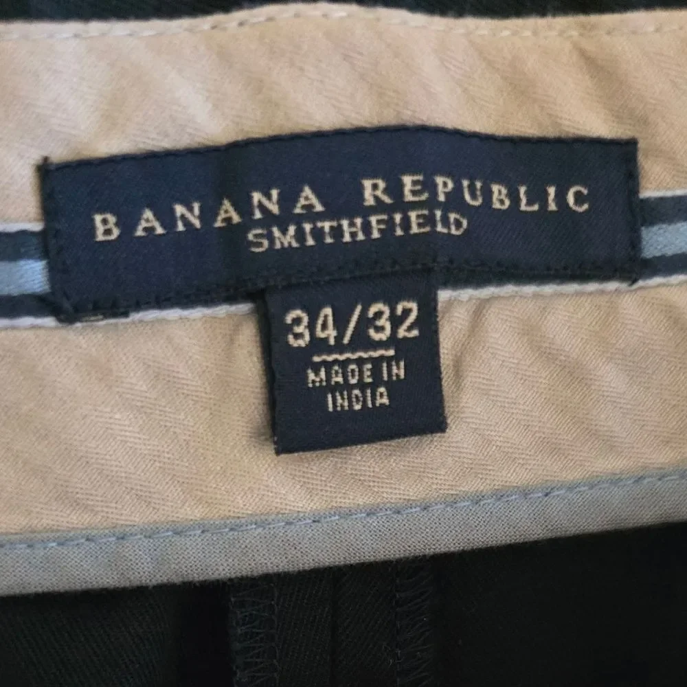 Banana Republic 34WX32L Black  Dress Pants with Tailored Fit and Smooth Finish